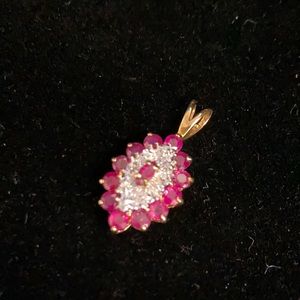 Gorgeous Ruby,Diamond & 14k yellow gold Pendant